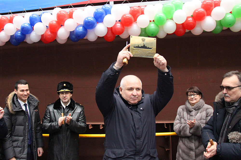 Закладка корпуса малого ракетного корабля проекта 22800